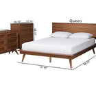 Baxton Studio Melora Mid-Century Modern Walnut Brown Finished Wood and Rattan King Size 4-Piece Bedroom Set
