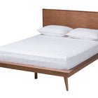 Baxton Studio Melora Mid-Century Modern Walnut Brown Finished Wood and Rattan Queen Size 4-Piece Bedroom Set