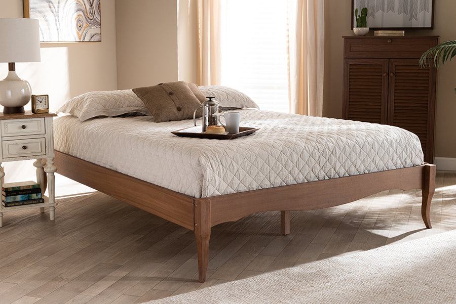 Baxton Studio Marieke Vintage French Inspired Ash Wanut Finished Full Size Wood Bed Frame