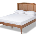 Baxton Studio Marieke Vintage French Inspired Ash Wanut Finished Wood and Synthetic Rattan King Size Platform Bed