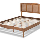 Baxton Studio Marieke Vintage French Inspired Ash Wanut Finished Wood and Synthetic Rattan Queen Size Platform Bed