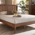 Baxton Studio Marieke Vintage French Inspired Ash Wanut Finished Wood and Synthetic Rattan Queen Size Platform Bed