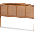 Baxton Studio Marieke Mid-Century Modern Ash Wanut Finished Wood and Synthetic Rattan Full Size Headboard