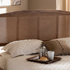 Baxton Studio Marieke Mid-Century Modern Ash Wanut Finished Wood and Synthetic Rattan Full Size Headboard