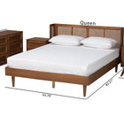 Baxton Studio Rina Mid-Century Modern Ash Walnut Finished Wood 4-Piece Queen Size Bedroom Set with Synthetic Rattan