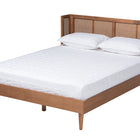 Baxton Studio Rina Mid-Century Modern Ash Walnut Finished Wood 4-Piece Queen Size Bedroom Set with Synthetic Rattan