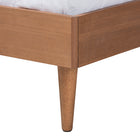 Baxton Studio Rina Mid-Century Modern Ash Walnut Finished Wood 4-Piece Queen Size Bedroom Set with Synthetic Rattan