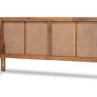 Baxton Studio Rina Mid-Century Modern Ash Wanut Finished Wood and Synthetic Rattan King Size Wrap-Around Headboard