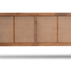Baxton Studio Rina Mid-Century Modern Ash Wanut Finished Wood and Synthetic Rattan King Size Wrap-Around Headboard