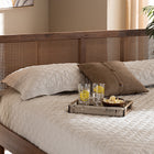 Baxton Studio Rina Mid-Century Modern Ash Wanut Finished Wood and Synthetic Rattan King Size Wrap-Around Headboard