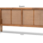 Baxton Studio Rina Mid-Century Modern Ash Wanut Finished Wood and Synthetic Rattan King Size Wrap-Around Headboard