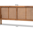 Baxton Studio Rina Mid-Century Modern Ash Wanut Finished Wood and Synthetic Rattan King Size Wrap-Around Headboard