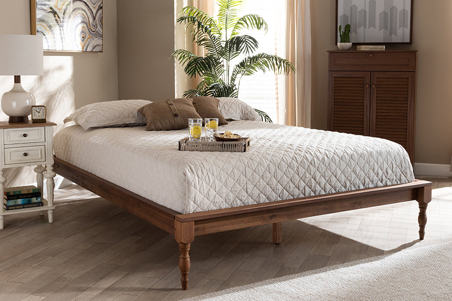 Baxton Studio Romy Vintage French Inspired Ash Wanut Finished Full Size Wood Bed Frame
