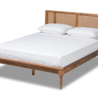 Baxton Studio Romy Vintage French Inspired Ash Wanut Finished Wood and Synthetic Rattan Full Size Platform Bed