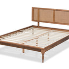 Baxton Studio Romy Vintage French Inspired Ash Wanut Finished Wood and Synthetic Rattan Full Size Platform Bed