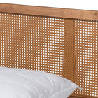 Baxton Studio Romy Vintage French Inspired Ash Wanut Finished Wood and Synthetic Rattan Full Size Platform Bed
