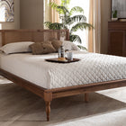 Baxton Studio Romy Vintage French Inspired Ash Wanut Finished Wood and Synthetic Rattan Queen Size Platform Bed