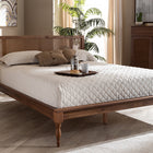 Baxton Studio Romy Vintage French Inspired Ash Wanut Finished Wood and Synthetic Rattan Full Size Platform Bed