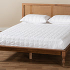Baxton Studio Romy Vintage French Inspired Ash Wanut Finished Wood and Synthetic Rattan Full Size Platform Bed