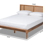 Baxton Studio Romy Vintage French Inspired Ash Wanut Finished Wood and Synthetic Rattan Full Size Platform Bed