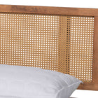 Baxton Studio Nura Mid-Century Modern Walnut Brown Finished Wood and Rattan Full Size 4-Piece Bedroom Set