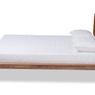 Baxton Studio Nura Mid-Century Modern Walnut Brown Finished Wood and Synthetic Rattan Queen Size Platform Bed