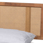 Baxton Studio Nura Mid-Century Modern Walnut Brown Finished Wood and Synthetic Rattan Full Size Platform Bed