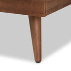 Baxton Studio Nura Mid-Century Modern Walnut Brown Finished Wood and Synthetic Rattan Queen Size Platform Bed