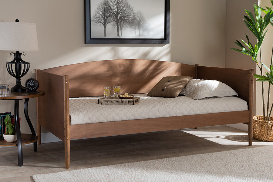 Baxton Studio Veles Mid-Century Modern Ash Wanut Finished Wood Daybed 