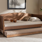 Baxton Studio Veles Mid-Century Modern Ash Wanut Finished Wood Daybed with Trundle