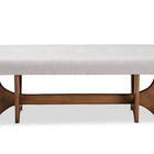 Baxton Studio Theo Mid-Century Modern Greyish Beige Fabric Upholstered Walnut Finished Bench