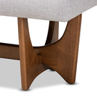 Baxton Studio Theo Mid-Century Modern Greyish Beige Fabric Upholstered Walnut Finished Bench