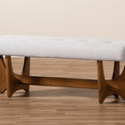 Baxton Studio Theo Mid-Century Modern Greyish Beige Fabric Upholstered Walnut Finished Bench
