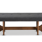 Baxton Studio Theo Mid-Century Modern Dark Grey Fabric Upholstered Walnut Finished Bench