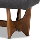 Baxton Studio Theo Mid-Century Modern Dark Grey Fabric Upholstered Walnut Finished Bench