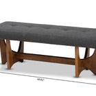 Baxton Studio Theo Mid-Century Modern Dark Grey Fabric Upholstered Walnut Finished Bench