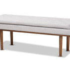 Baxton Studio Arne Mid-Century Modern Greyish Beige Fabric Upholstered Walnut Finished Bench