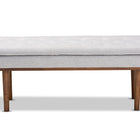 Baxton Studio Arne Mid-Century Modern Greyish Beige Fabric Upholstered Walnut Finished Bench