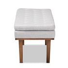 Baxton Studio Arne Mid-Century Modern Greyish Beige Fabric Upholstered Walnut Finished Bench