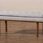 Baxton Studio Arne Mid-Century Modern Greyish Beige Fabric Upholstered Walnut Finished Bench