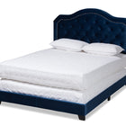 Baxton Studio Samantha Modern and Contemporary Navy Blue Velvet Fabric Upholstered Queen Size Button Tufted Bed