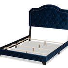 Baxton Studio Samantha Modern and Contemporary Navy Blue Velvet Fabric Upholstered Queen Size Button Tufted Bed