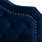 Baxton Studio Samantha Modern and Contemporary Navy Blue Velvet Fabric Upholstered Queen Size Button Tufted Bed