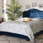 Baxton Studio Samantha Modern and Contemporary Navy Blue Velvet Fabric Upholstered Queen Size Button Tufted Bed