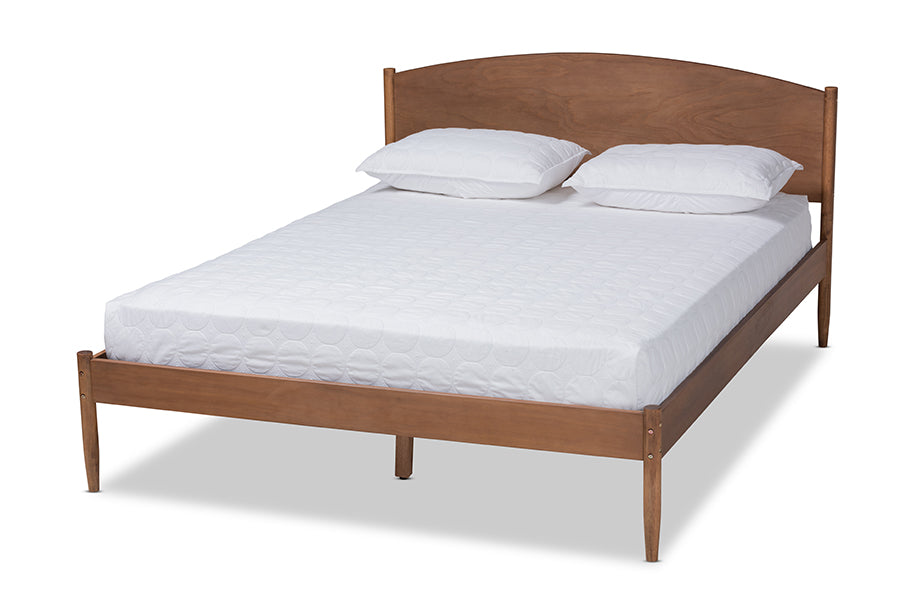 Baxton Studio Leanora Mid-Century Modern Ash Wanut Finished Queen Size Wood Platform Bed