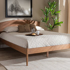 Baxton Studio Leanora Mid-Century Modern Ash Wanut Finished Queen Size Wood Platform Bed