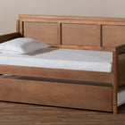Baxton Studio Toveli Vintage French Inspired Ash Wanut Finished Wood and Synthetic Rattan Daybed with Trundle