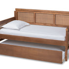Baxton Studio Toveli Vintage French Inspired Ash Wanut Finished Wood and Synthetic Rattan Daybed with Trundle