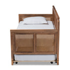Baxton Studio Toveli Vintage French Inspired Ash Wanut Finished Wood and Synthetic Rattan Daybed with Trundle