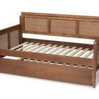 Baxton Studio Toveli Vintage French Inspired Ash Wanut Finished Wood and Synthetic Rattan Daybed with Trundle